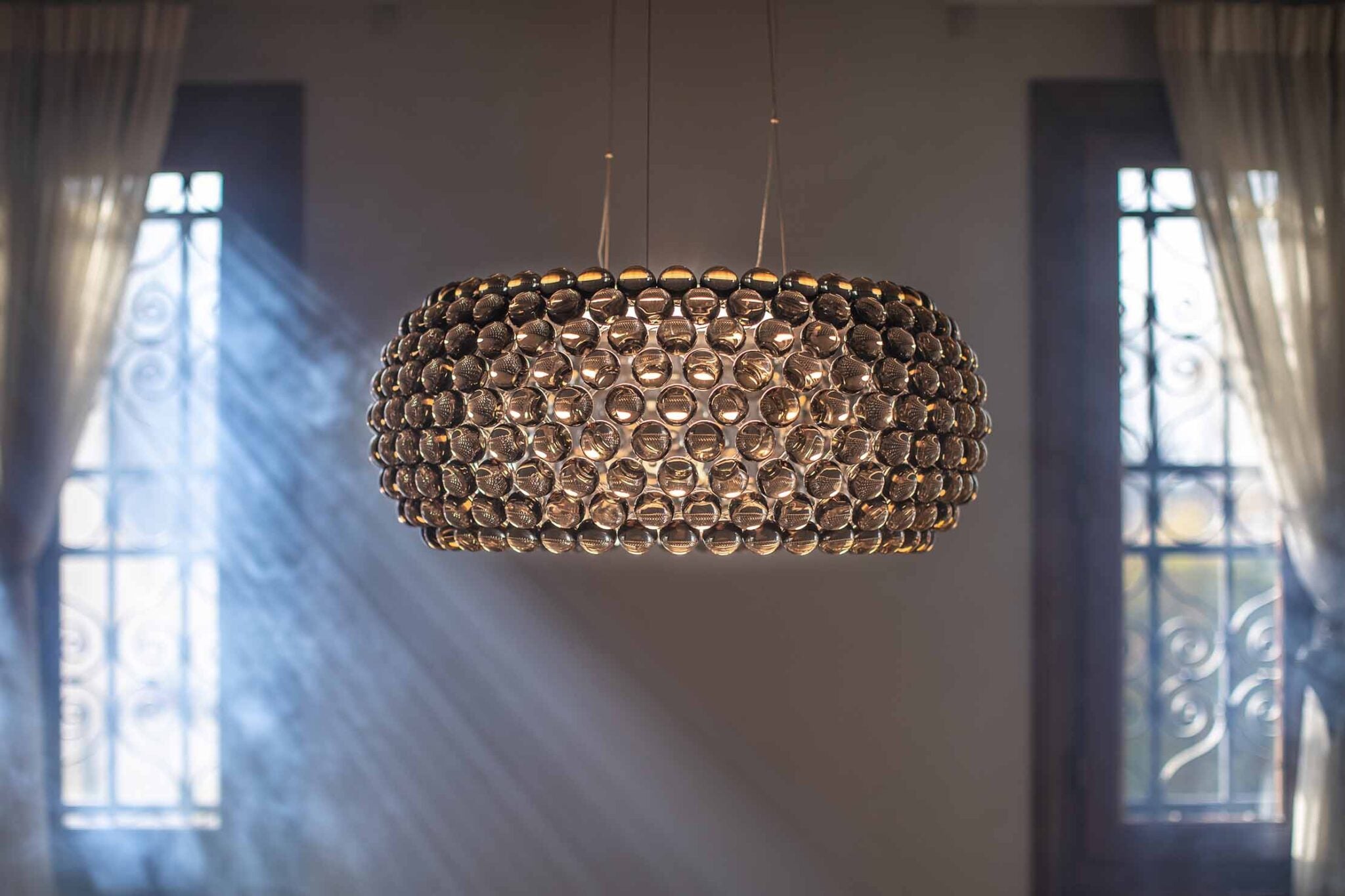 Foscarini Caboche Grande Plus taklampe grå transparent