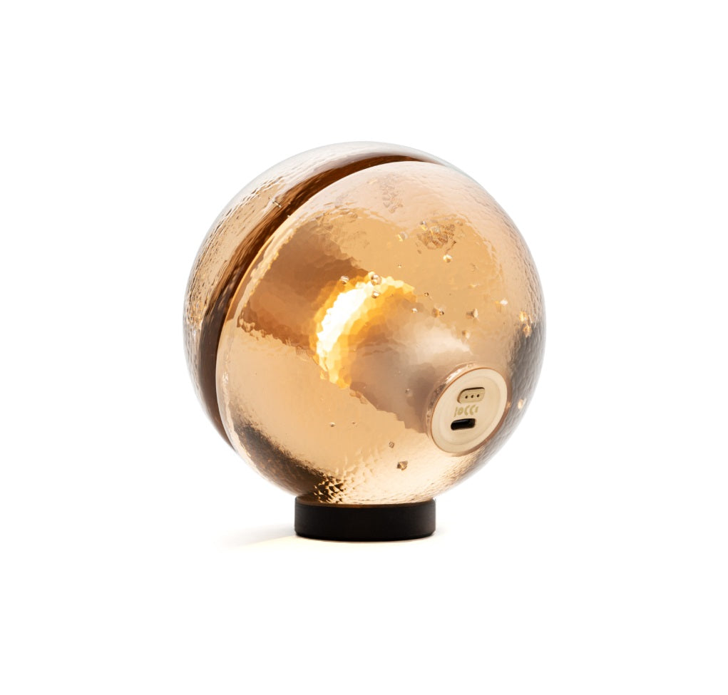 Bocci 14p portable oppladbar lampe i champagnefarget glass