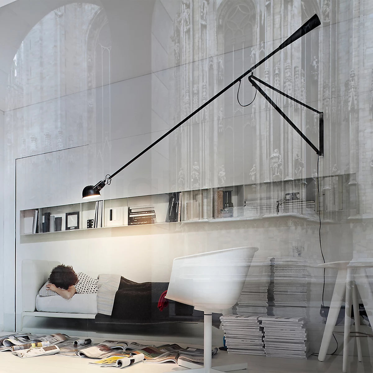 Flos 265 sort vegglampe med lyspære