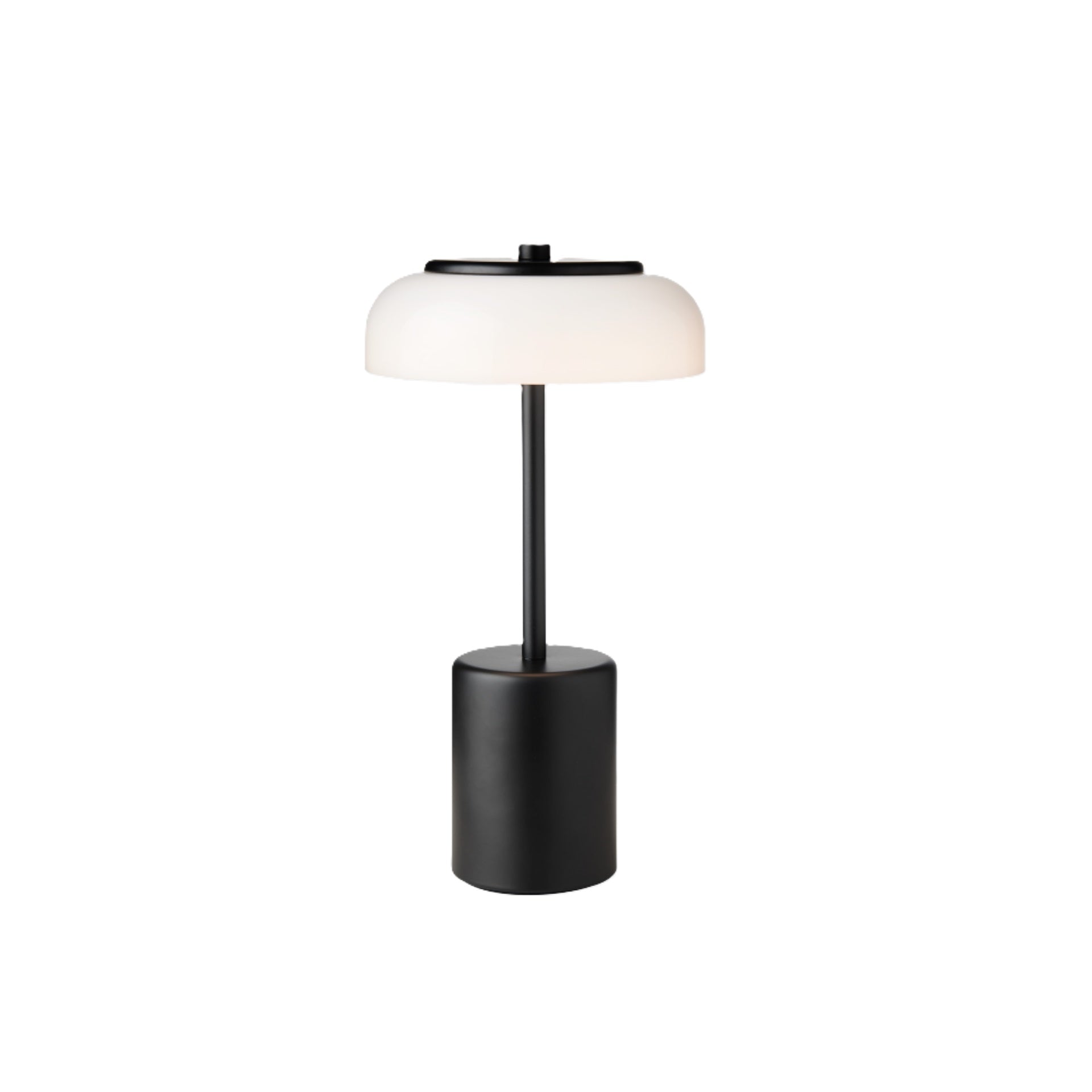 Nuura Blossi Table Mini Portable Oppladbar lampe i sort med opalglass