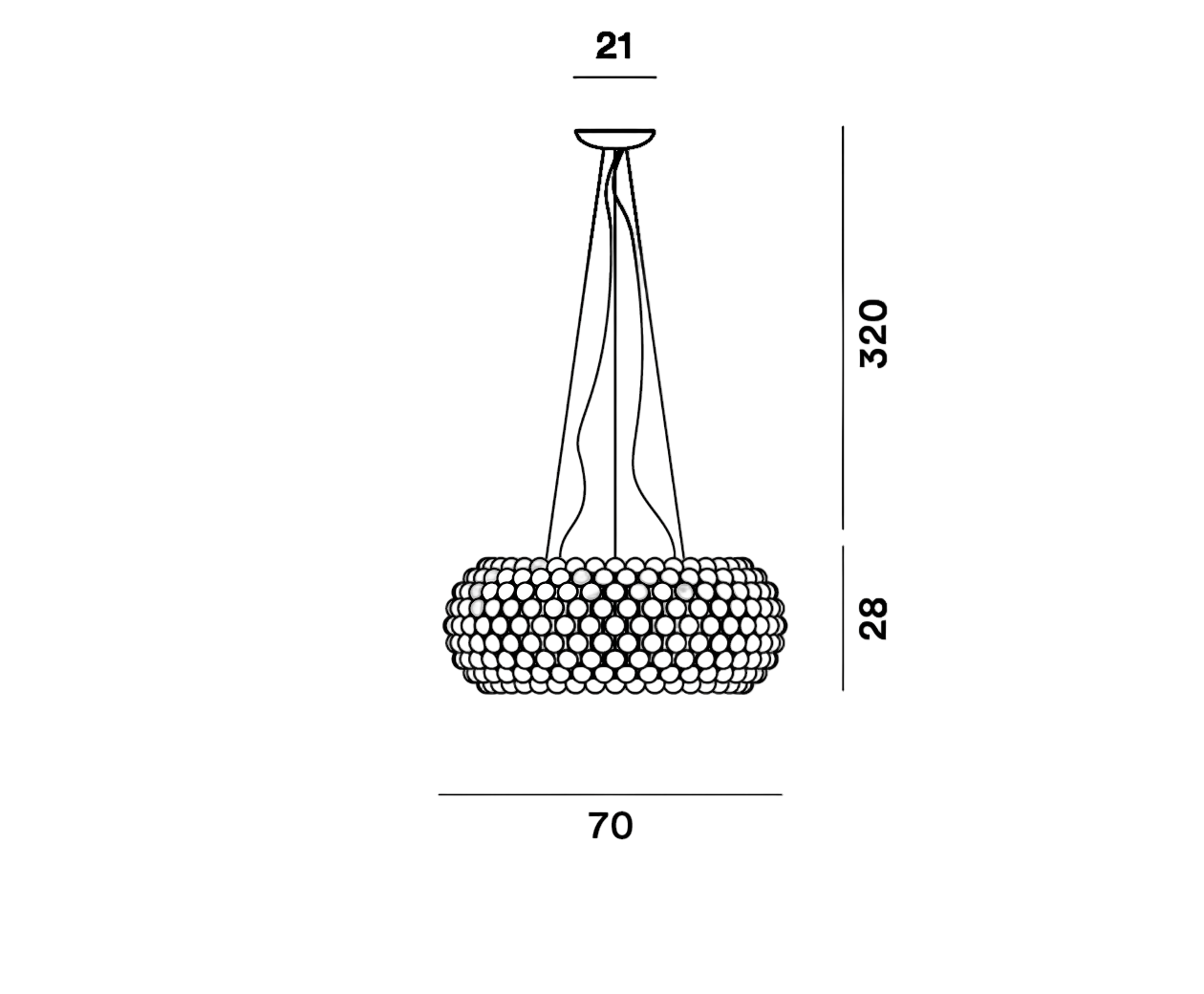 Foscarini Caboche Plus Grande Pendel mål størrelse