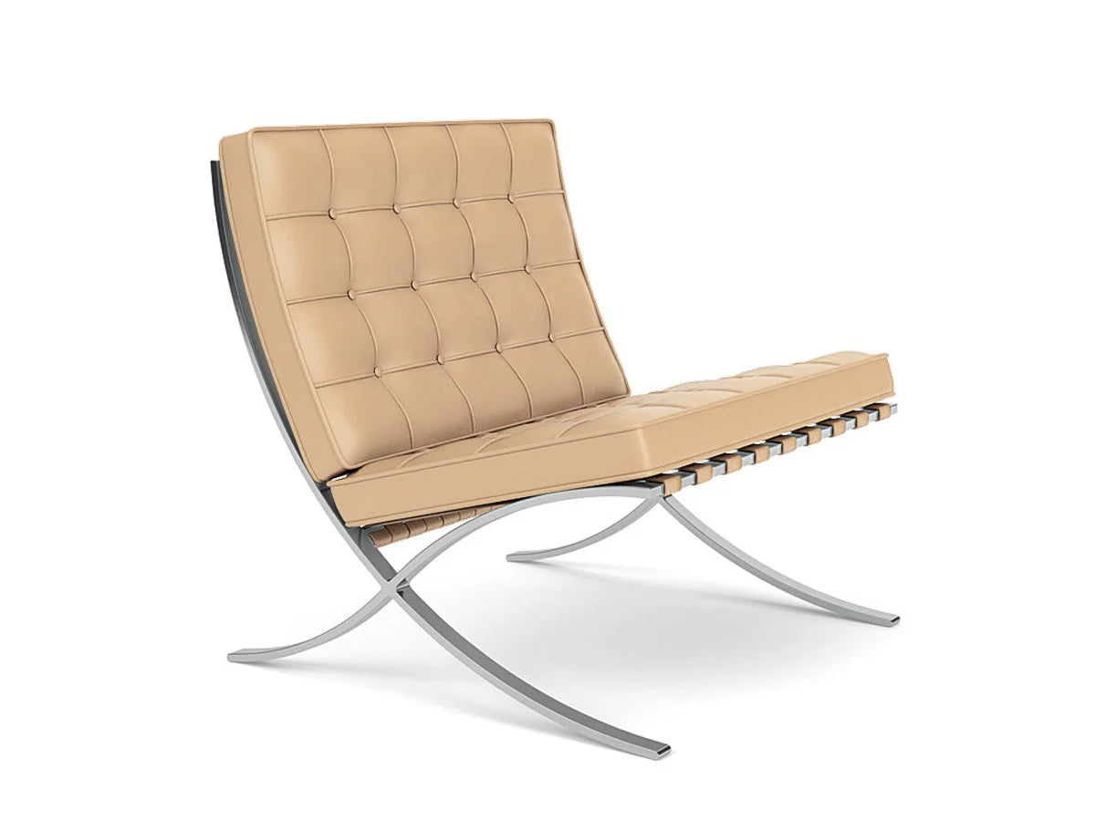 Barcelona Relax loungestol fra Knoll i naturskinn som eldes vakkert over tid.