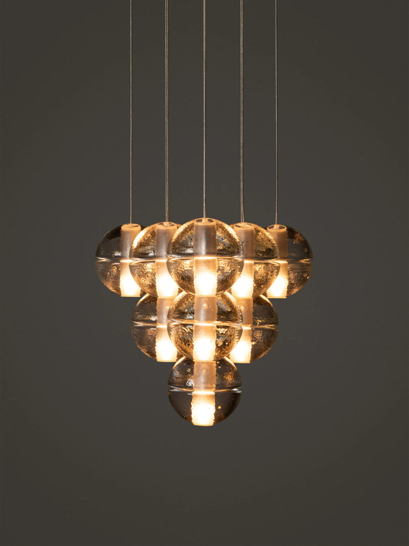 Bocci 14.10 Geometric taklampe i klart glass med lys 