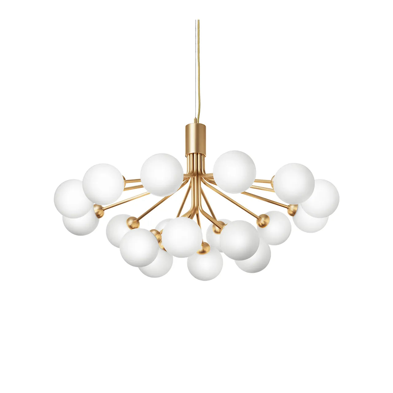 Nuura Apiales 18 taklampe i messing med opalglass