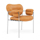 Fogia Bollo spisestol med cognac skinn og krom polert base