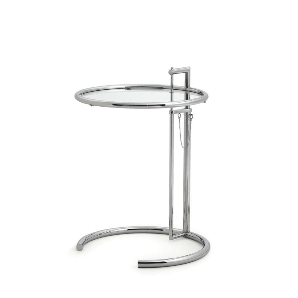 classicon Eileen Gray adjustable table, sidebord i krom med  glassplate