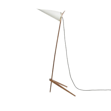 Classic gulvlampe fra britiske Joe Armitage i valnøtt og messing