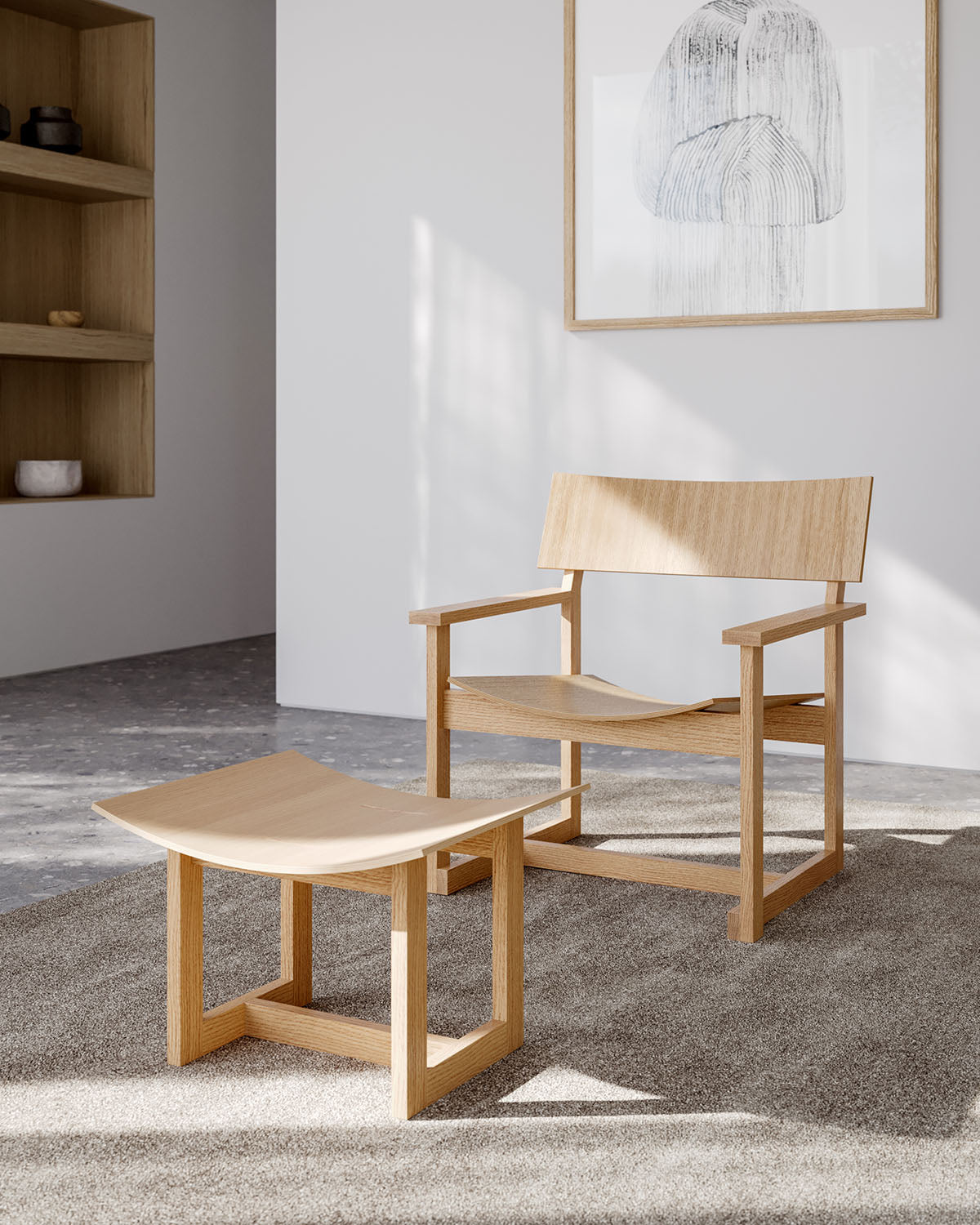 Makuri loungestol m/ puff - Utstillingsmodell
