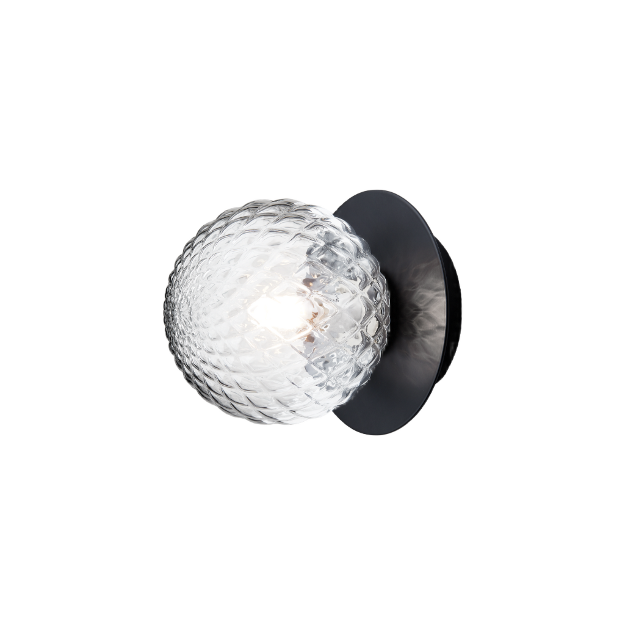 Nuura Liila 1 Small vegglampe med sort base og optisk glass 
