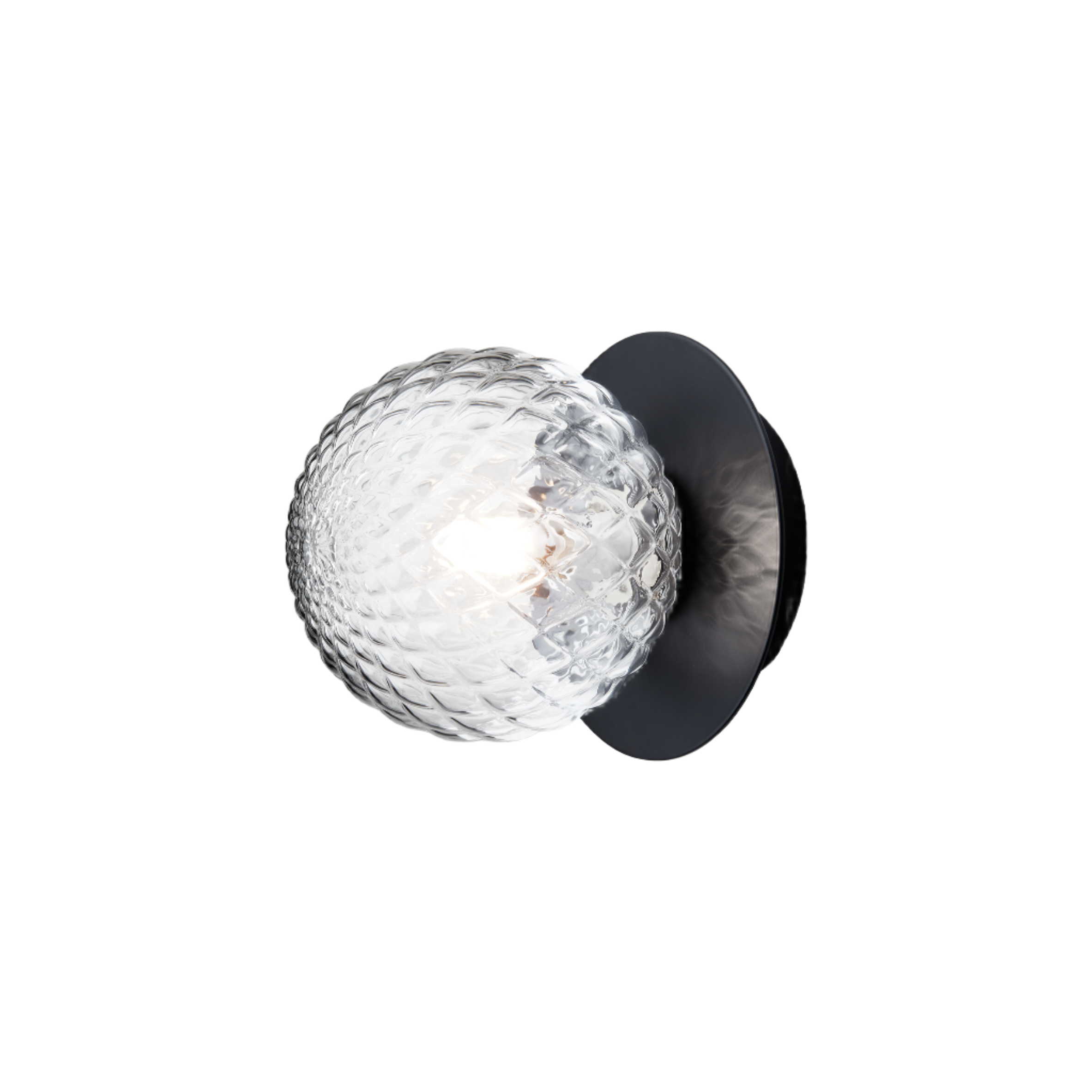 Nuura Liila 1 Small vegglampe med sort base og optisk glass 