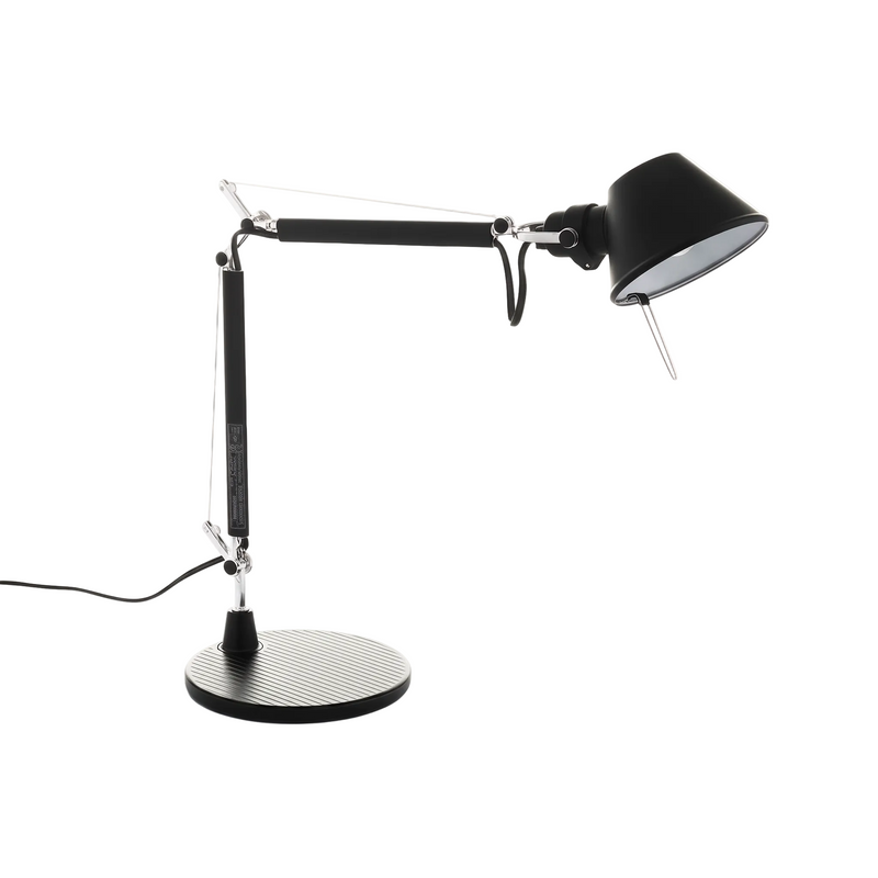 Tolomeo Micro bordlampe i sort fra Artemide, italiensk design skrivebordslampe med justerbart hode og arm