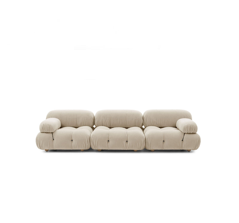 Modulær sofa designet av italienske Mario Bellini for B&B Italia, 3 seter oppsett i lyst tekstil