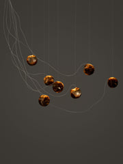 Bocci 93.7 Sculptural Cable Pendel, 93 7 Sculptural Cable Nikkel i mørkt miljø