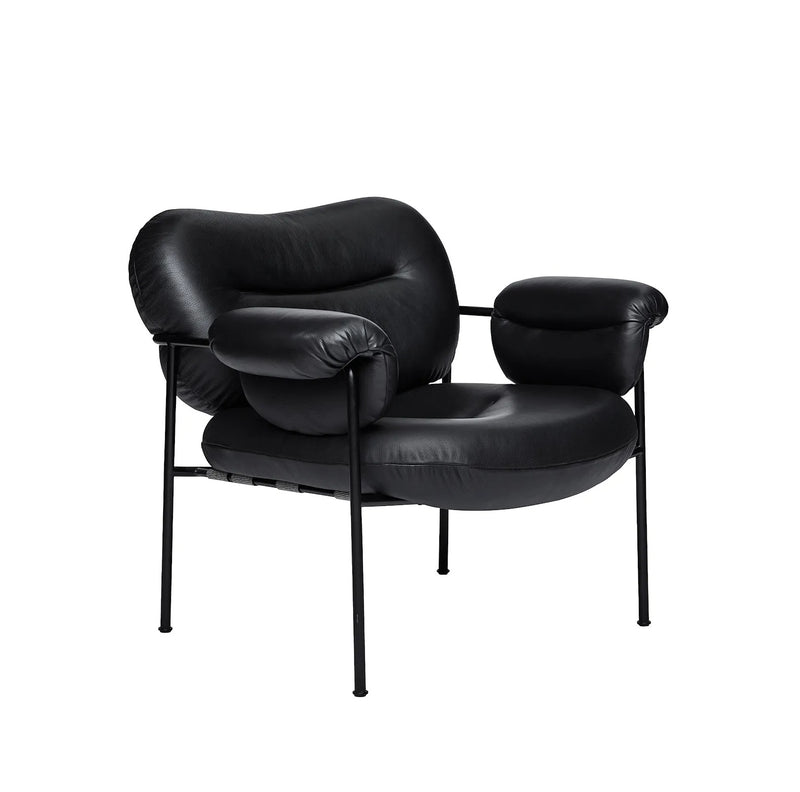 Bollo Loungestol fra Svenske Fogia i Elmosoft Sort skinn med Sort base