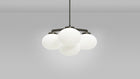 Cloudesley Chandelier fra CTO Lighting med ovale skjermer i matt opalglass