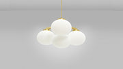 Cloudesley Chandelier fra CTO Lighting med ovale skjermer i matt opalglass