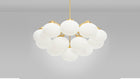 Cloudesley Chandelier fra CTO Lighting med ovale skjermer i matt opalglass
