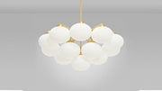 Cloudesley Chandelier fra CTO Lighting med ovale skjermer i matt opalglass