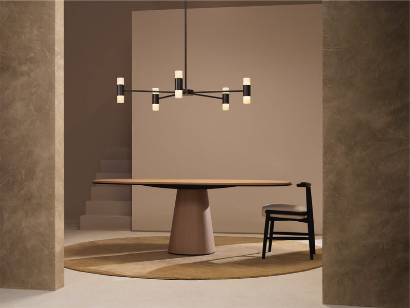 Roma pendel fra CTO Lighting med metall og alabast i en horisontal komposisjon