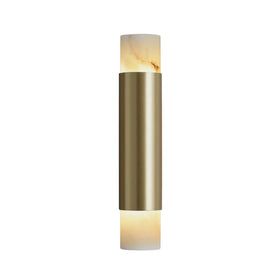 Roma Tall vegglampe fra CTO Lighting med slankt metallparti og alabast i begge ender