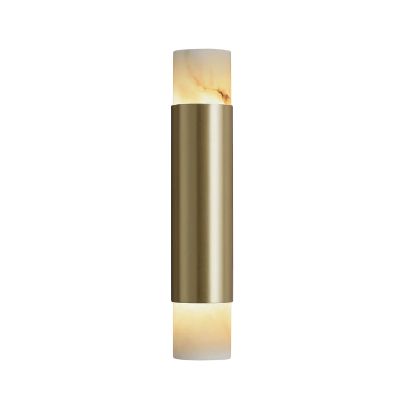 Roma Tall vegglampe fra CTO Lighting med slankt metallparti og alabast i begge ender