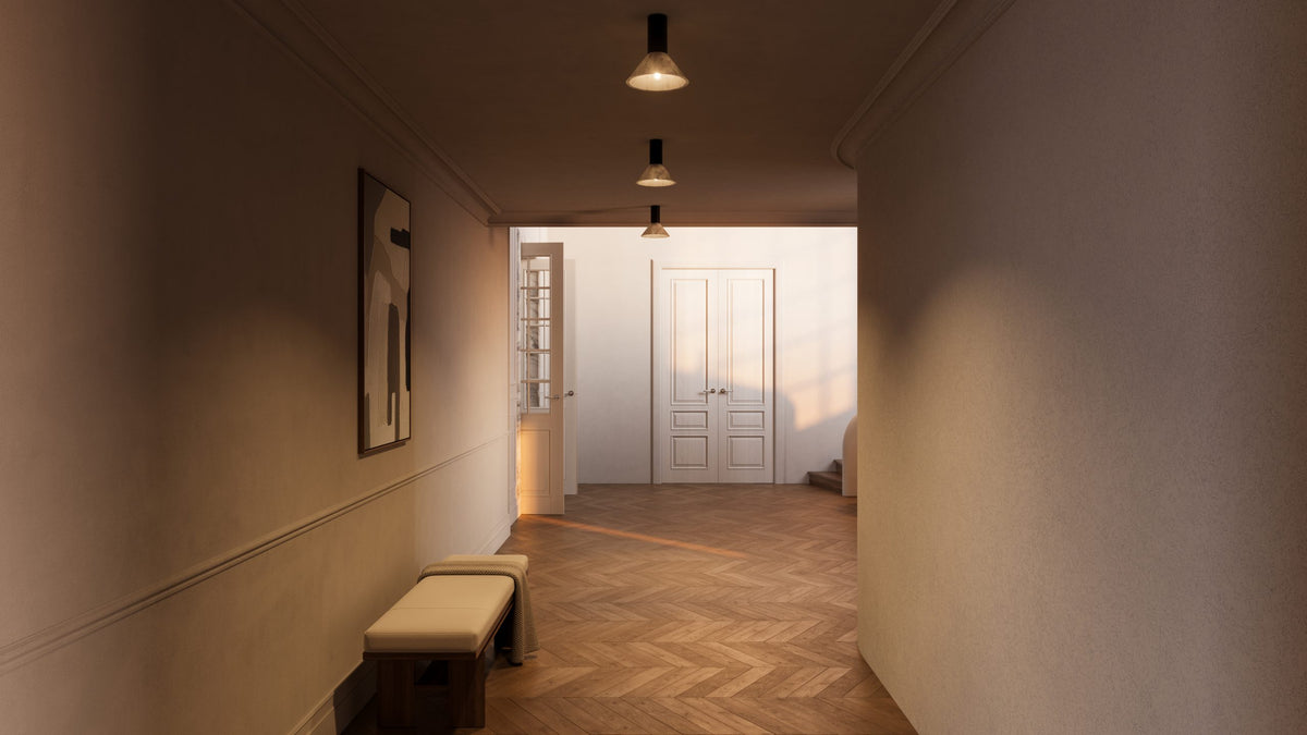 Torres pendel fra CTO Lighting med kjegleformet skjerm og smalt oppheng