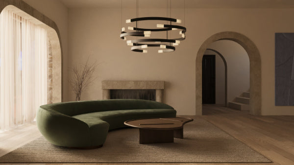 Trace Circular Halo Pendel fra CTO Lighting i et oppholdsrom