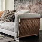 Flexform Cestone sofa, detalj av flettet lærpanel i ryggen