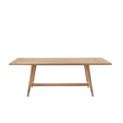 Flexform Desco Outdoor spisebord, sett fra siden med iroko-topp