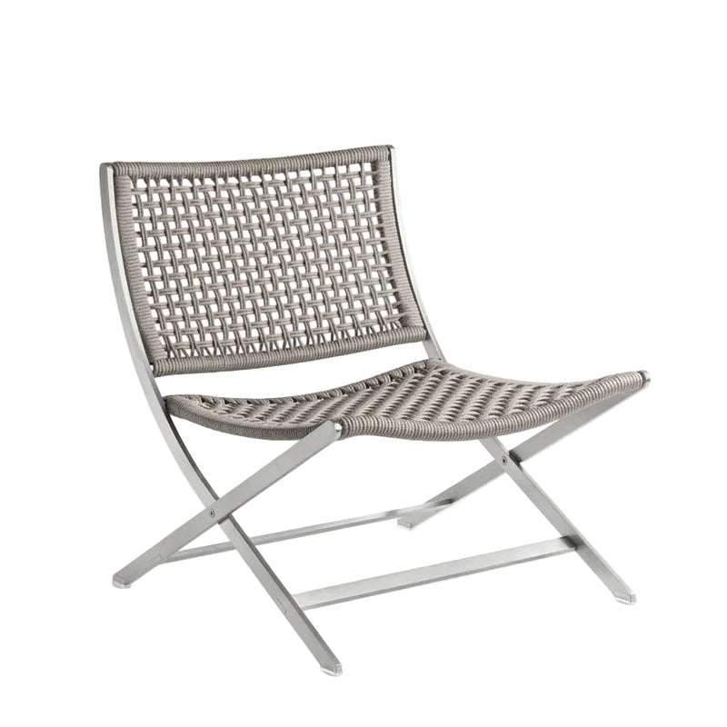 Flexform Peter Outdoor loungestol, med krysset stålramme og flettet sete