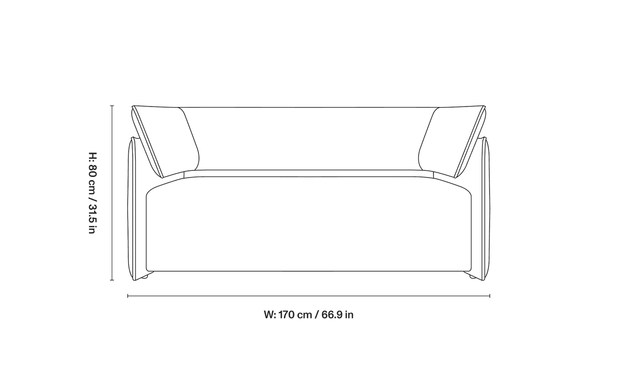 Boxlike 2-seter Sofa fra Fogia, måltegning 1