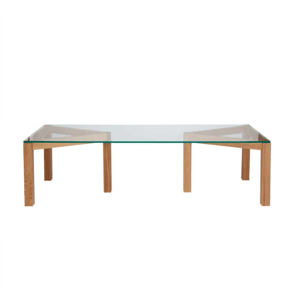 Winwin Sofabord fra Fogia, Lakkert eik / Klart glass