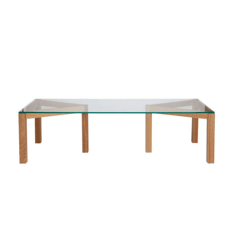 Winwin Sofabord fra Fogia, Lakkert eik / Klart glass