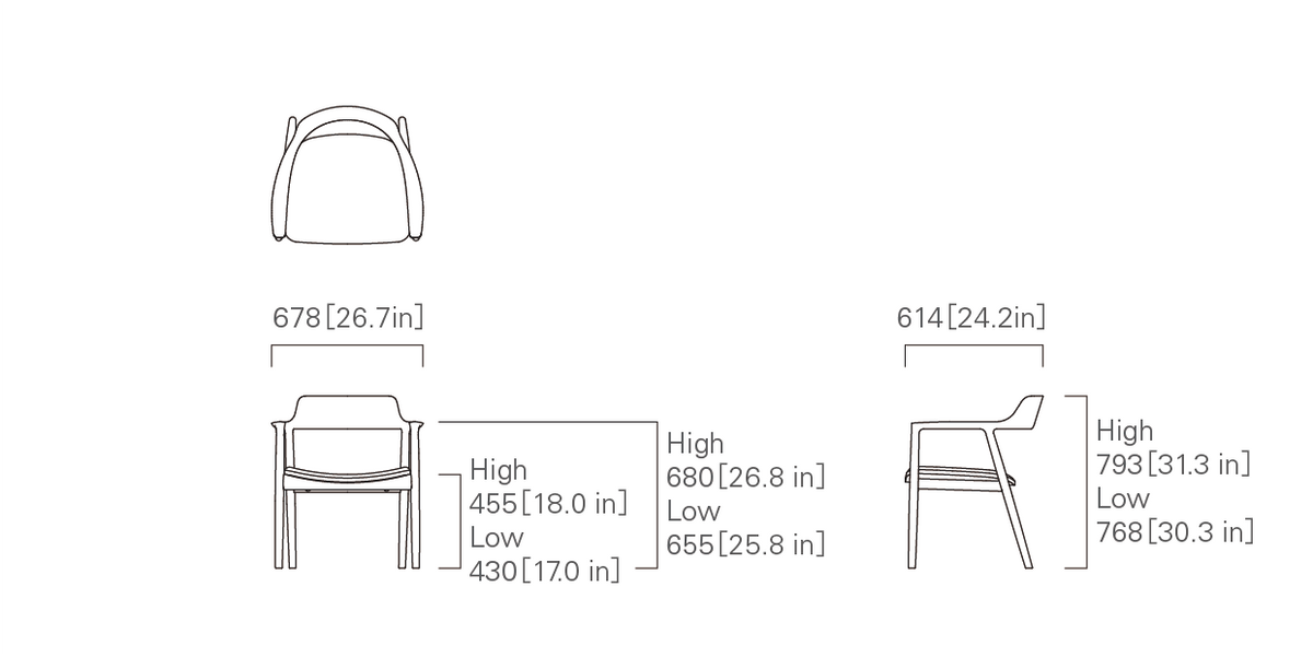 Måltegning for Maruni Hiroshima Wide Armchair