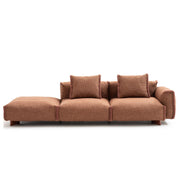 Moroso Cuadra-Soft Edge Sofa: sofa med sjeselong i brunt tekstil