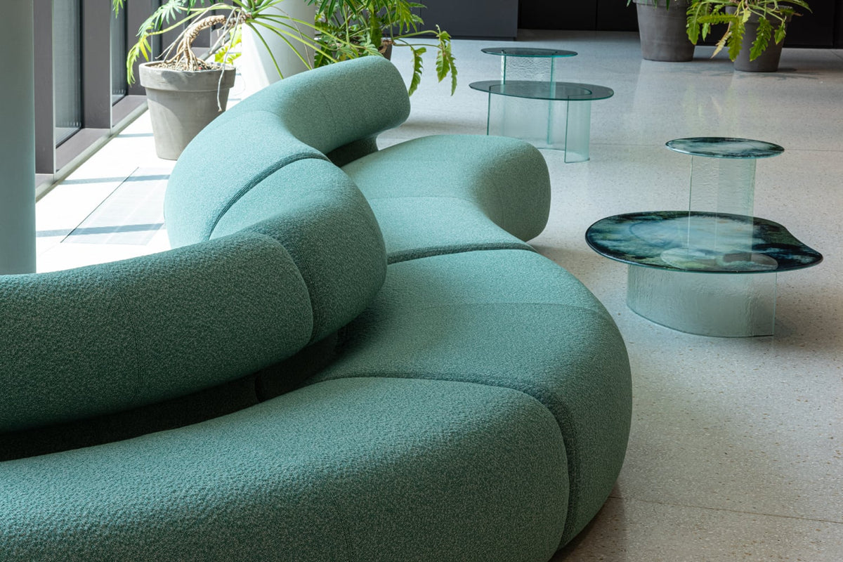 Moroso Gruuve Modulsofa: grønt sitteoppsett sett ovenfra