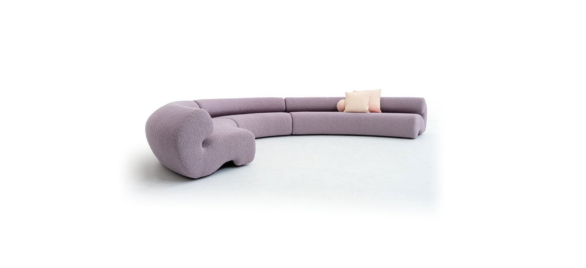 Moroso Gruuve Modulsofa: lilla sofa sett fra siden