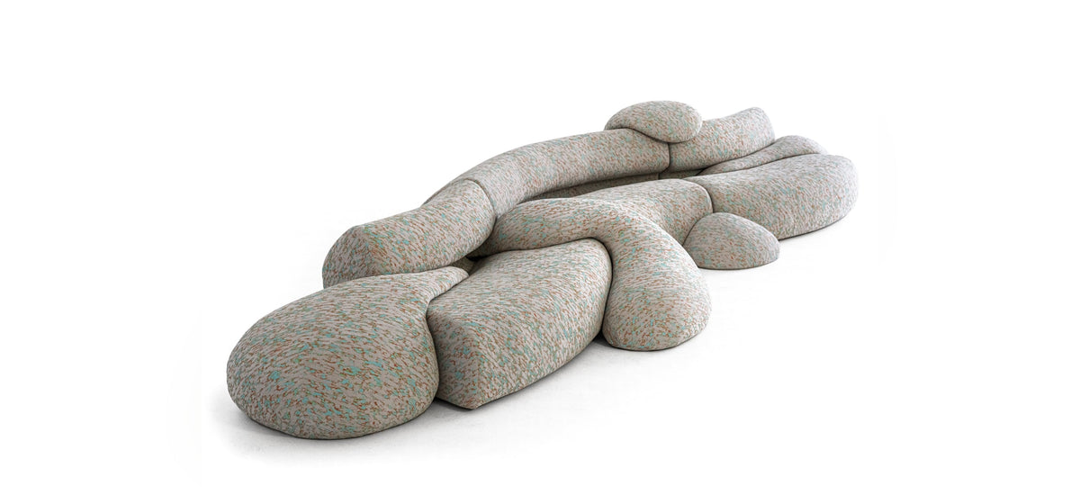 Moroso Gruuvelot Sofa: modulsofa sett skrått ovenfra