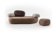 Moroso Pebble Rubble Modulsofa: brunt sitteoppsett med puff