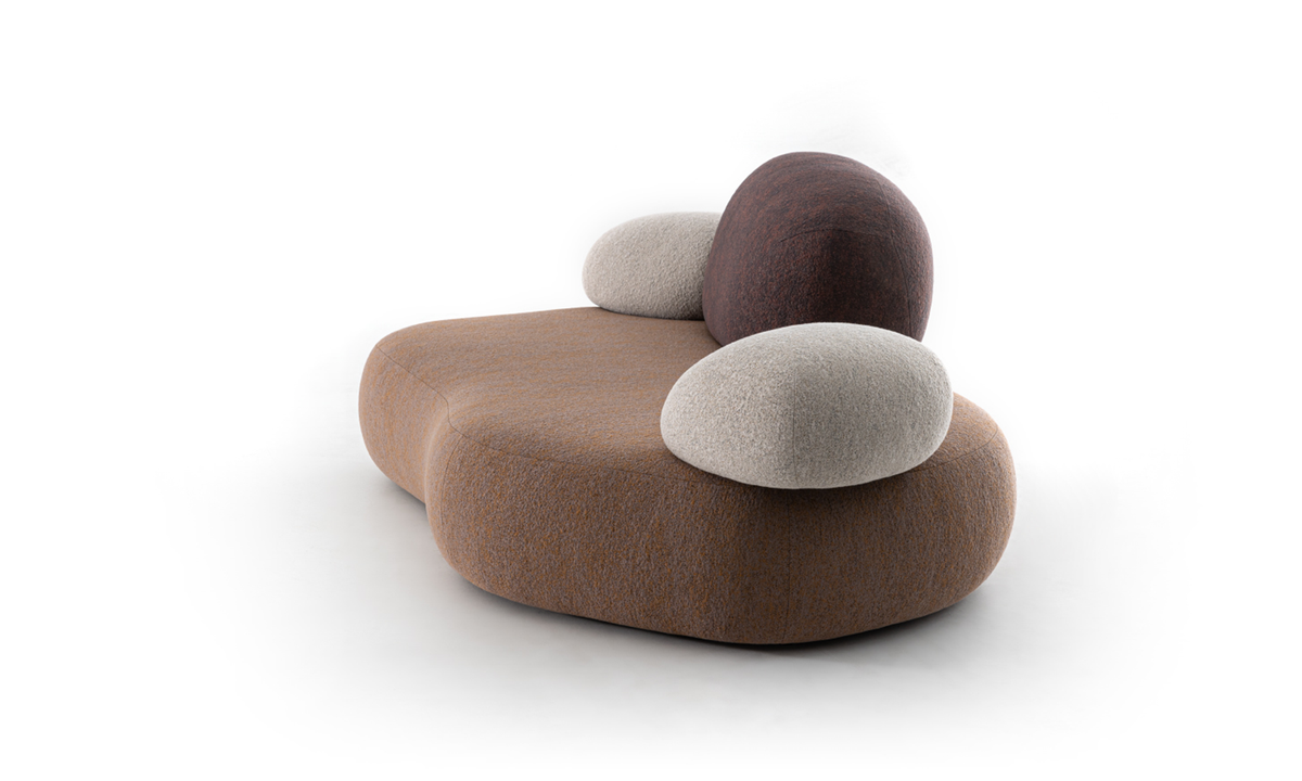 Moroso Pebble Rubble Modulsofa: brunt sitteelement sett fra siden