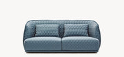 Moroso Redondo Sofa, blå sofa med vattert trekk sett forfra