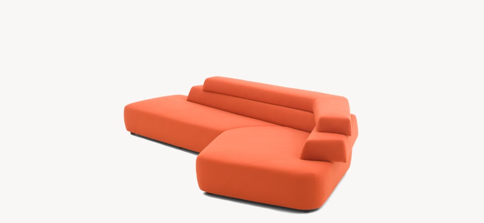Moroso Rift Sofa: rødt sofaoppsett sett ovenfra