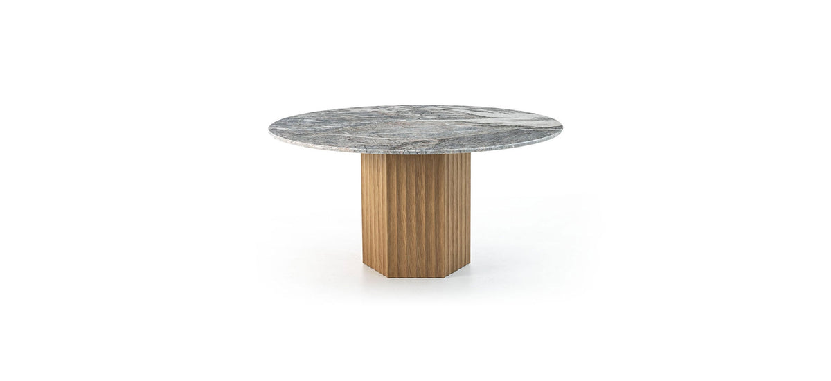 Moroso Rows Spisebord: rundt bord med marmorplate