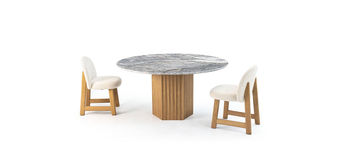 Moroso Rows Spisebord: rundt bord med stoler