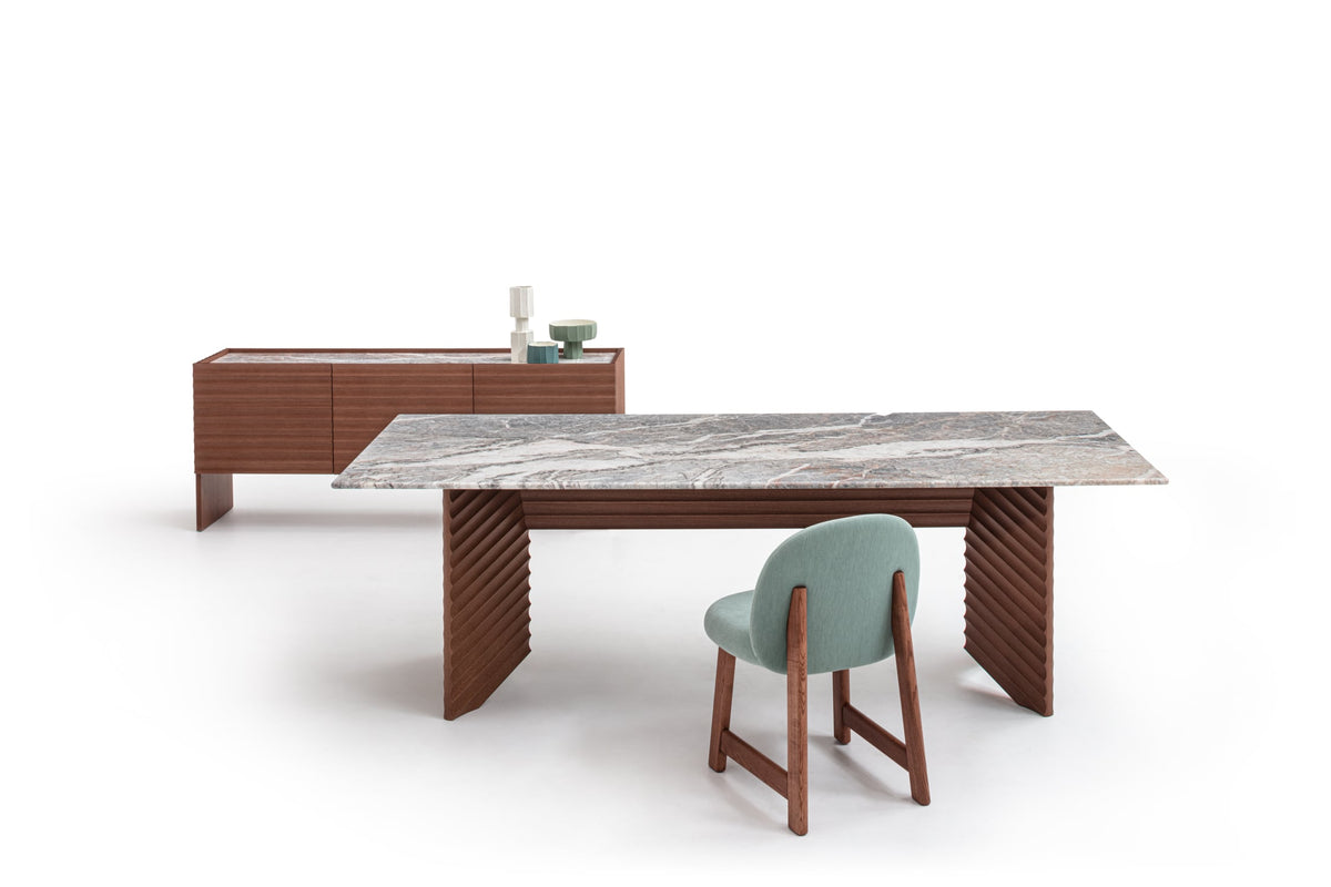 Moroso Rows Spisebord: rektangulære bord med marmorplate