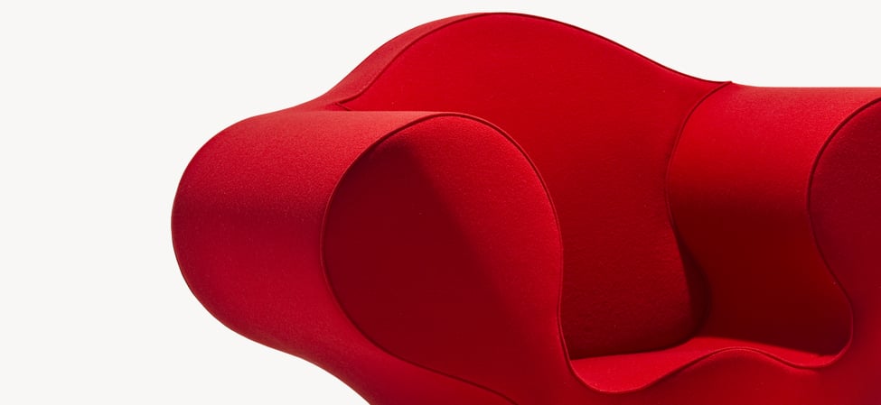 Moroso Soft Big Easy Loungestol: detalj av avrundet armlene