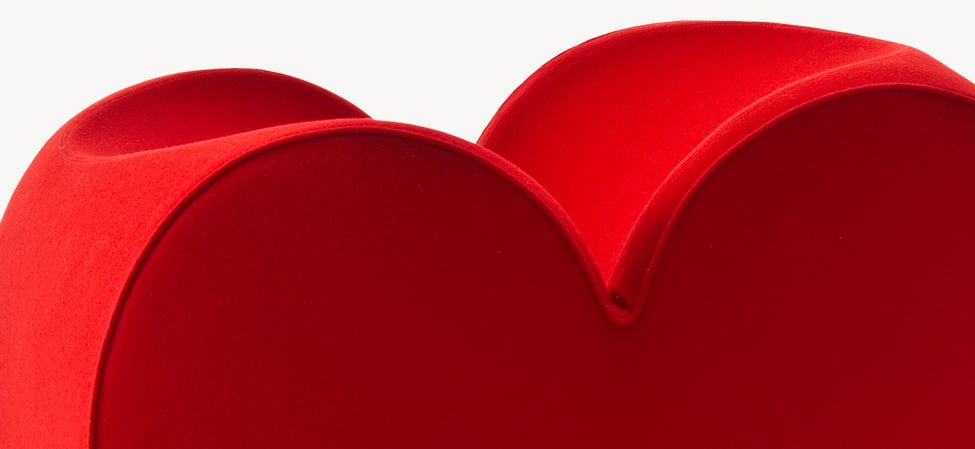 Moroso Soft Heart Loungestol: detalj av hjerteformet rygg