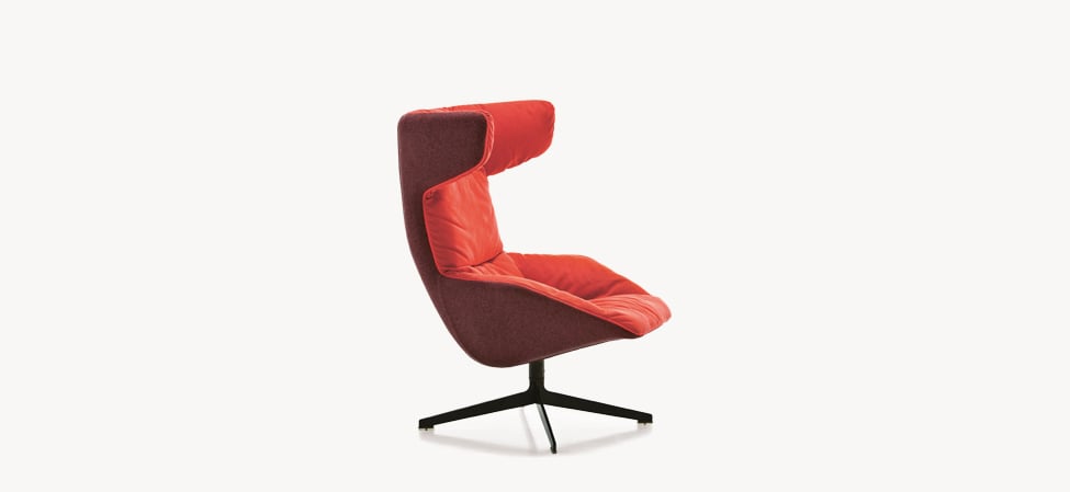 Moroso Take a Line for a Walk Loungestol: rød høyrygget loungestol