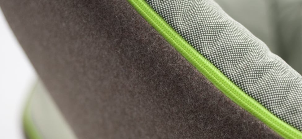 Moroso Take a Line for a Walk Loungestol: detalj av tekstil og glidelås